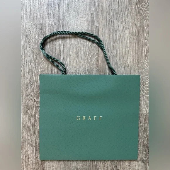 Graff Luxury Shopping Bag + Authentic Booklet SetEmerald Green Gift Packaging